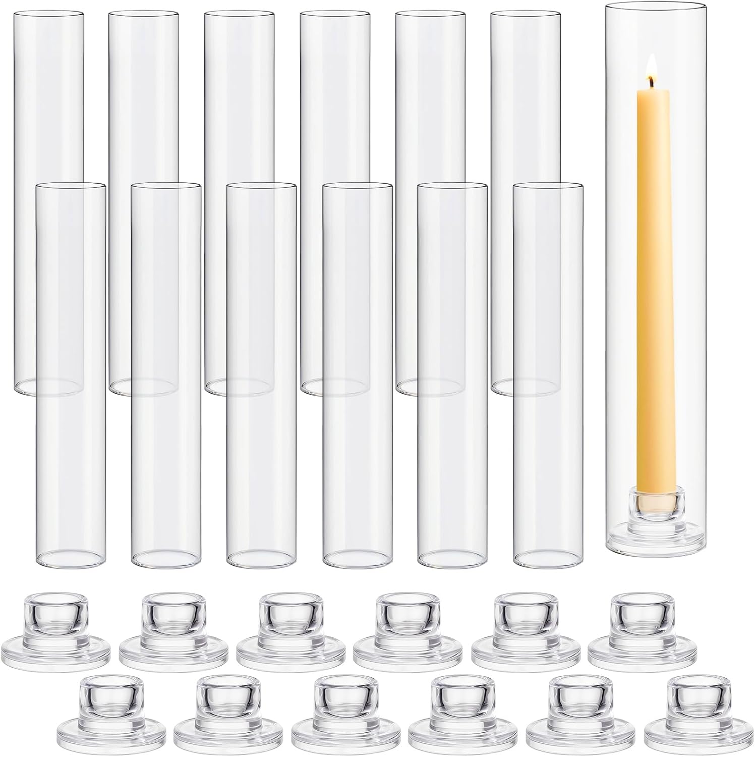 Candle Holder Set - 12 Set Glass Candle Holders for