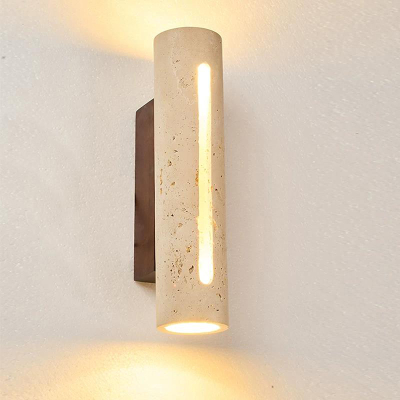 Decor Lighting Cy - Yellow Travertine Wall Light Stone Wood