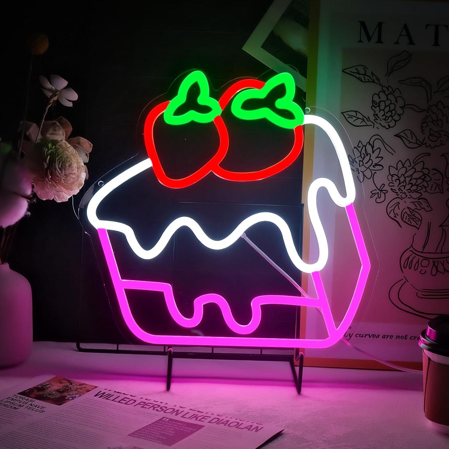 Lighting Decoration For Home - Strawberry Cake Neon Sign Fruit Cake