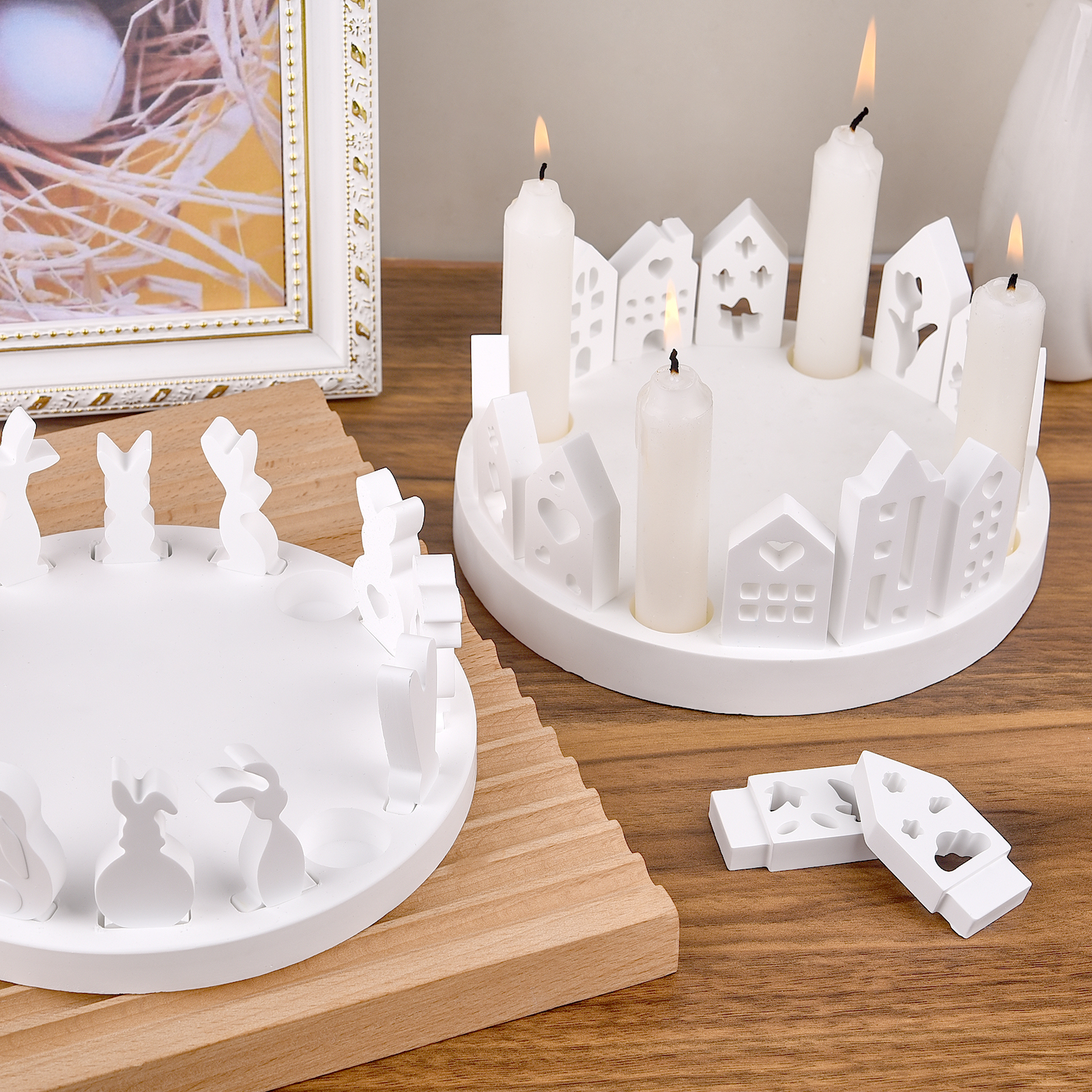 Candle Holder Set - Hollow House Rabbit Candle Holder Silicone