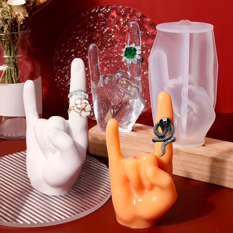 Candle Holder Set - 1pc Large Rock Gesture Silicone Mold