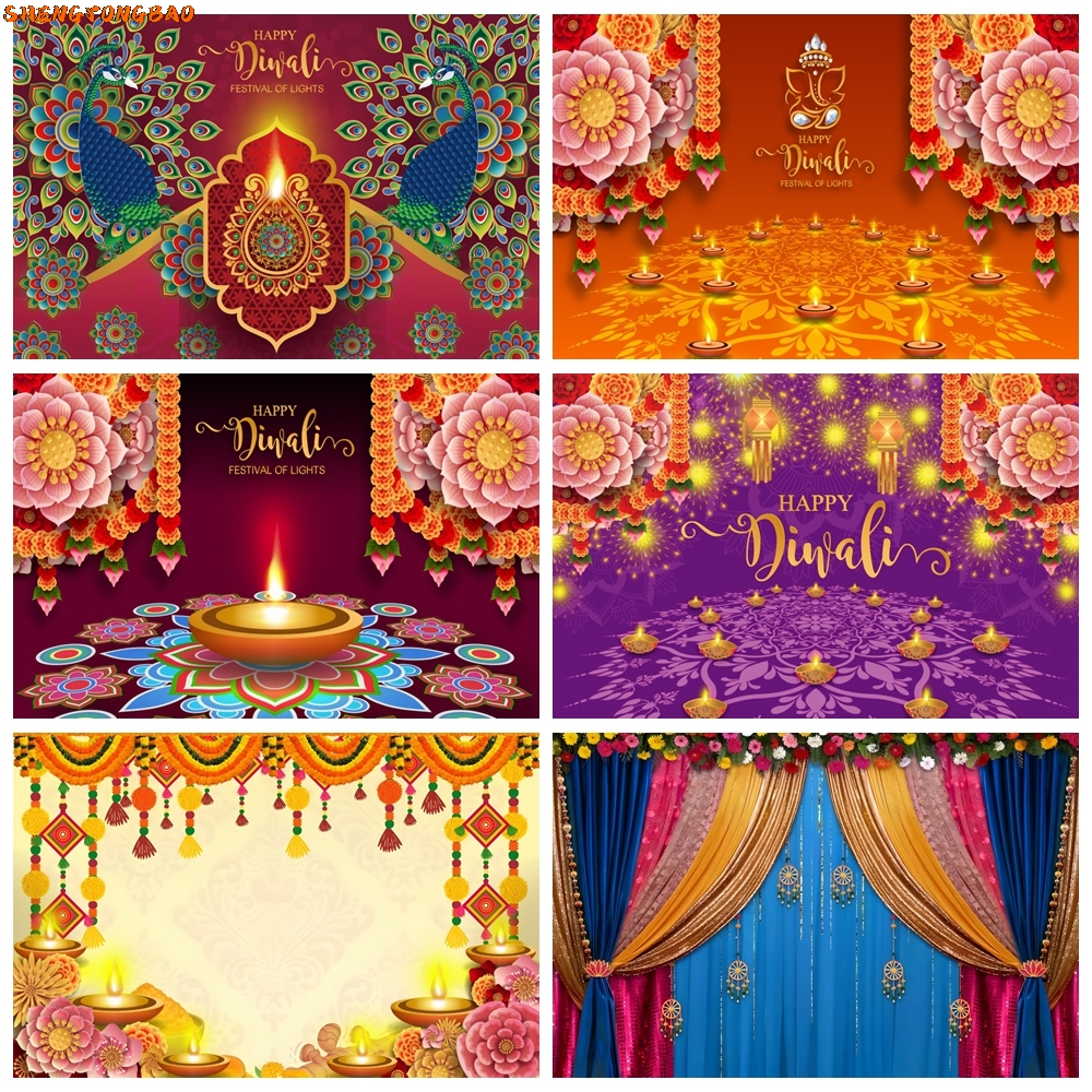 Lighting Decoration For Diwali - Happy Diwali Backdrop for Photography Candle