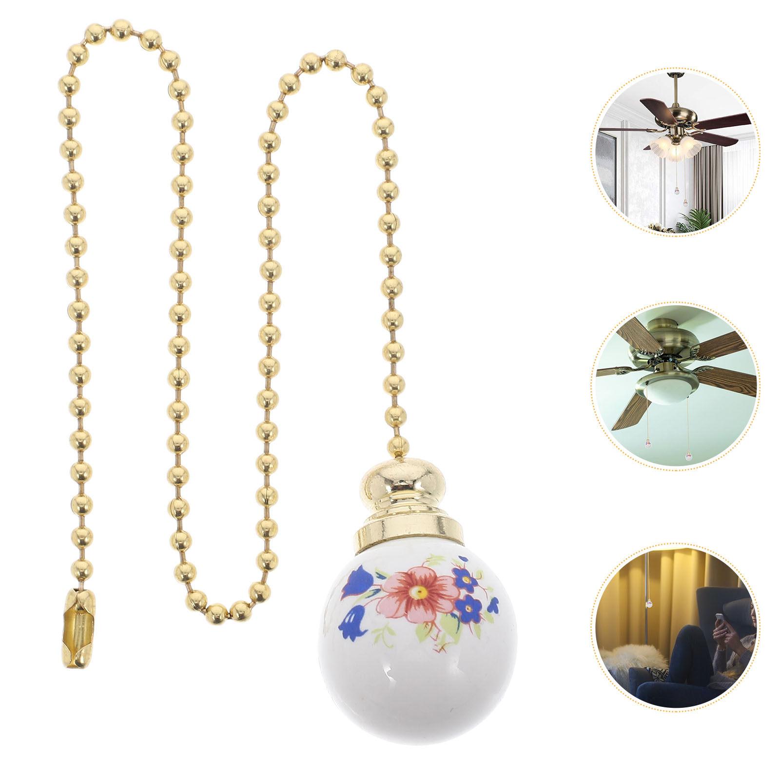 Decor Lighting Fixtures - Vintage Floral Beaded Pull Chain for