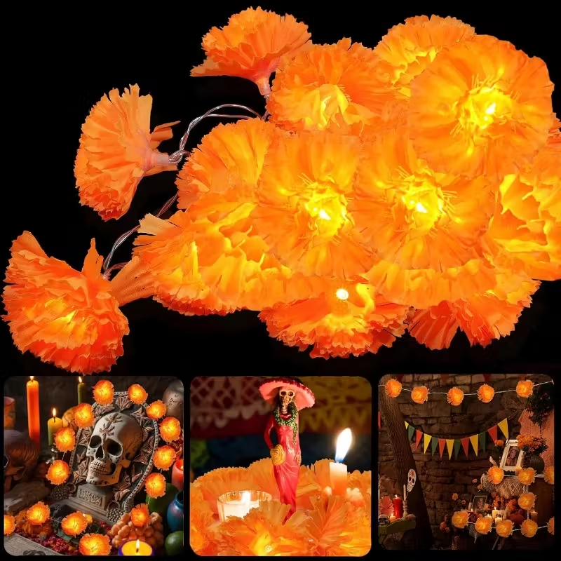 5 Ft LED Orange Marigold Garla - đánh giá và giá Lighting Decoration For Diwali