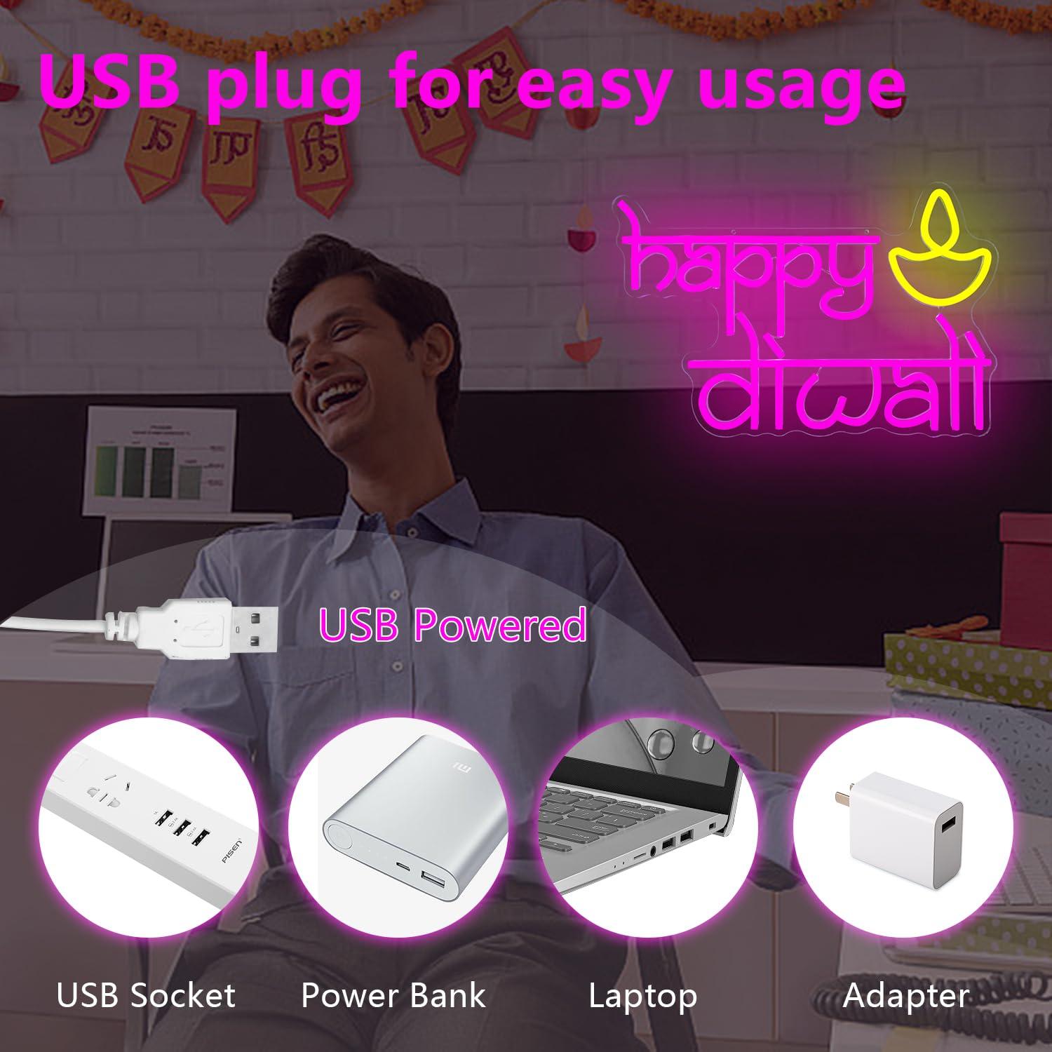 Happy Diwali Neon Sign USB Pow - đánh giá và giá Lighting Decoration For Home