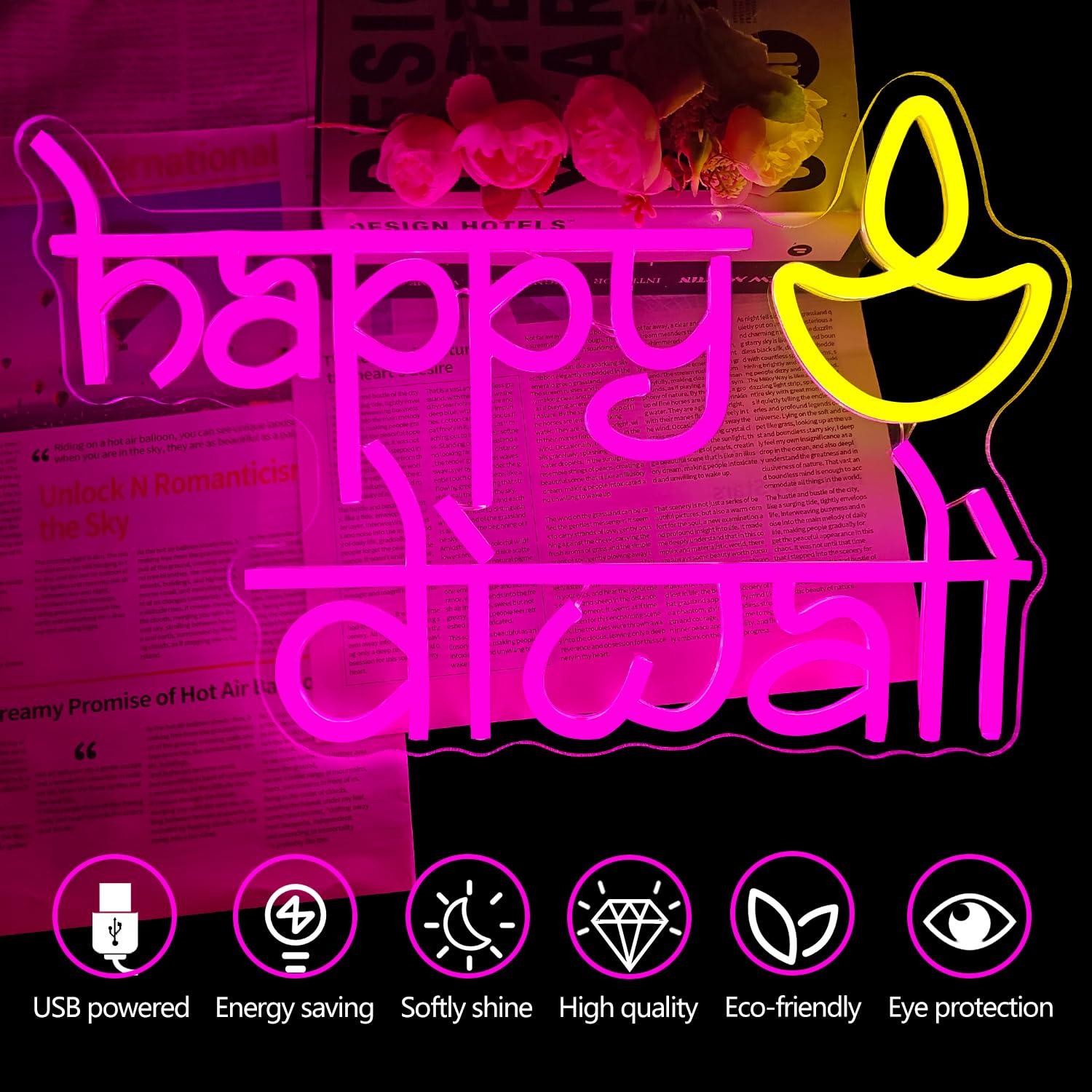 Happy Diwali Neon Sign USB Pow - đánh giá và giá Lighting Decoration For Home