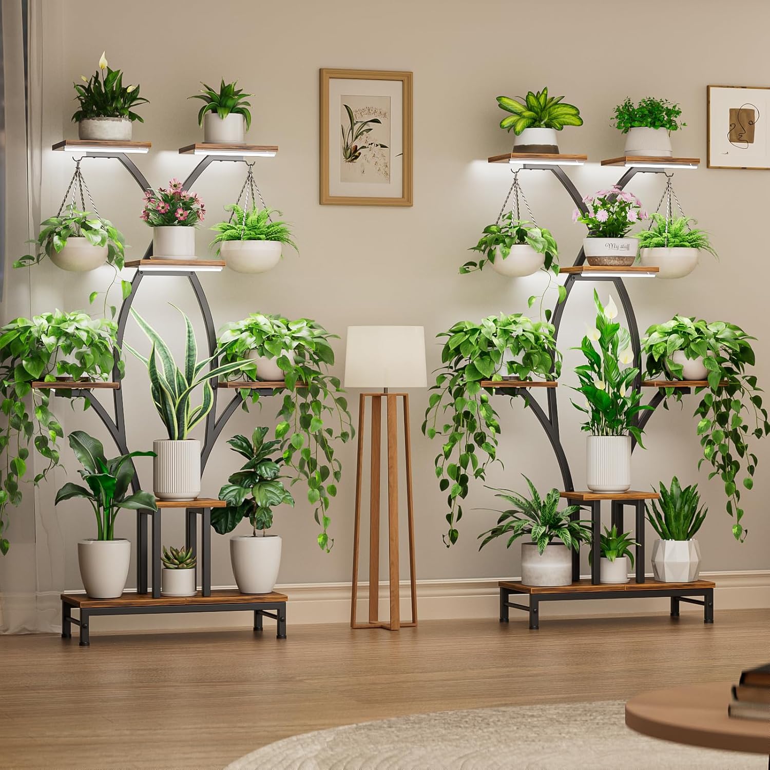 7-Tier Corner Plant Stand with - đánh giá và giá Lighting Home Decor Products