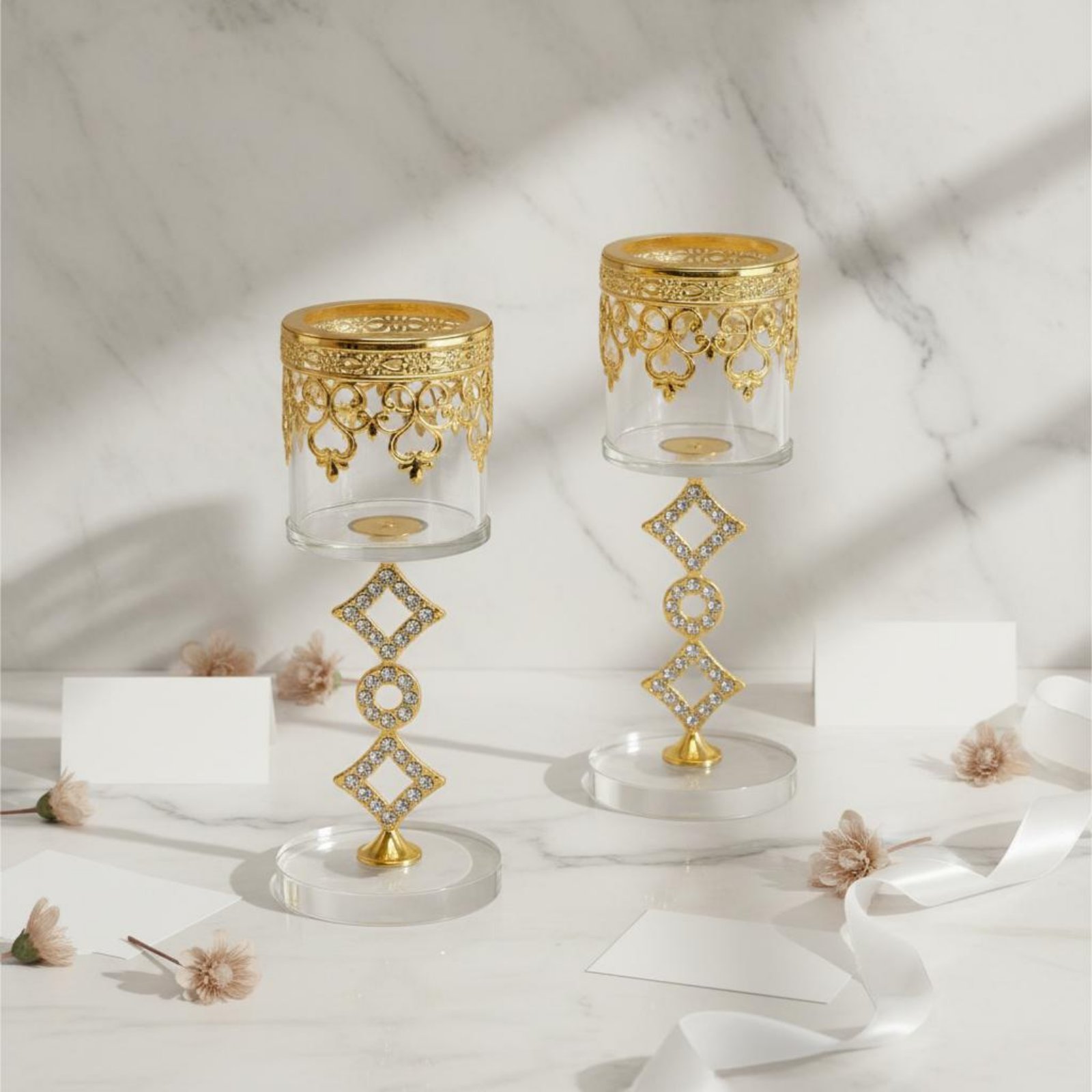 2 Pieces Crystal Metal Candle  - đánh giá và giá Candle Holder Set