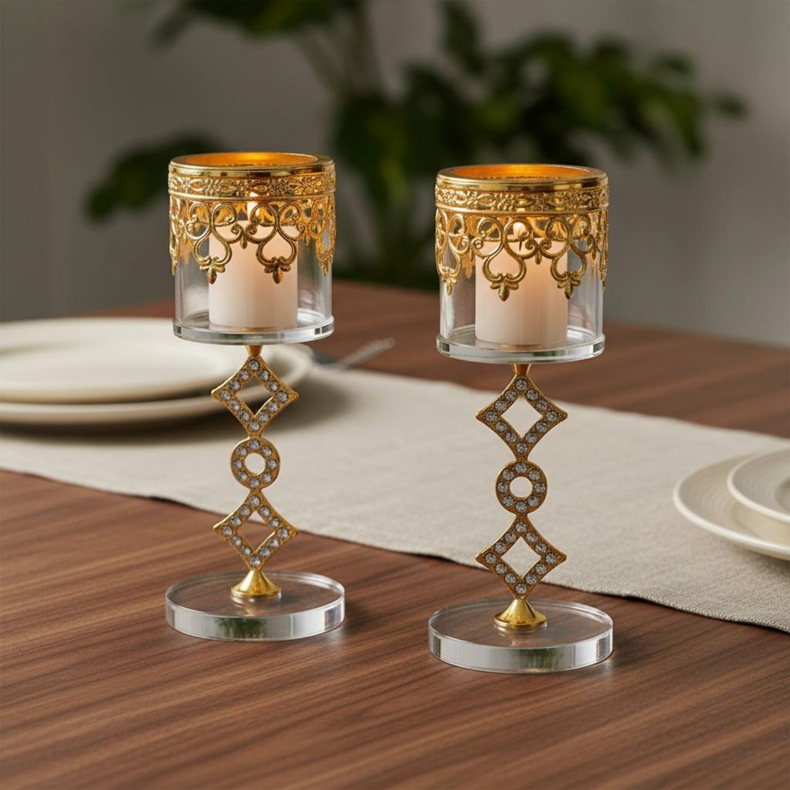 2 Pieces Crystal Metal Candle  - đánh giá và giá Candle Holder Set