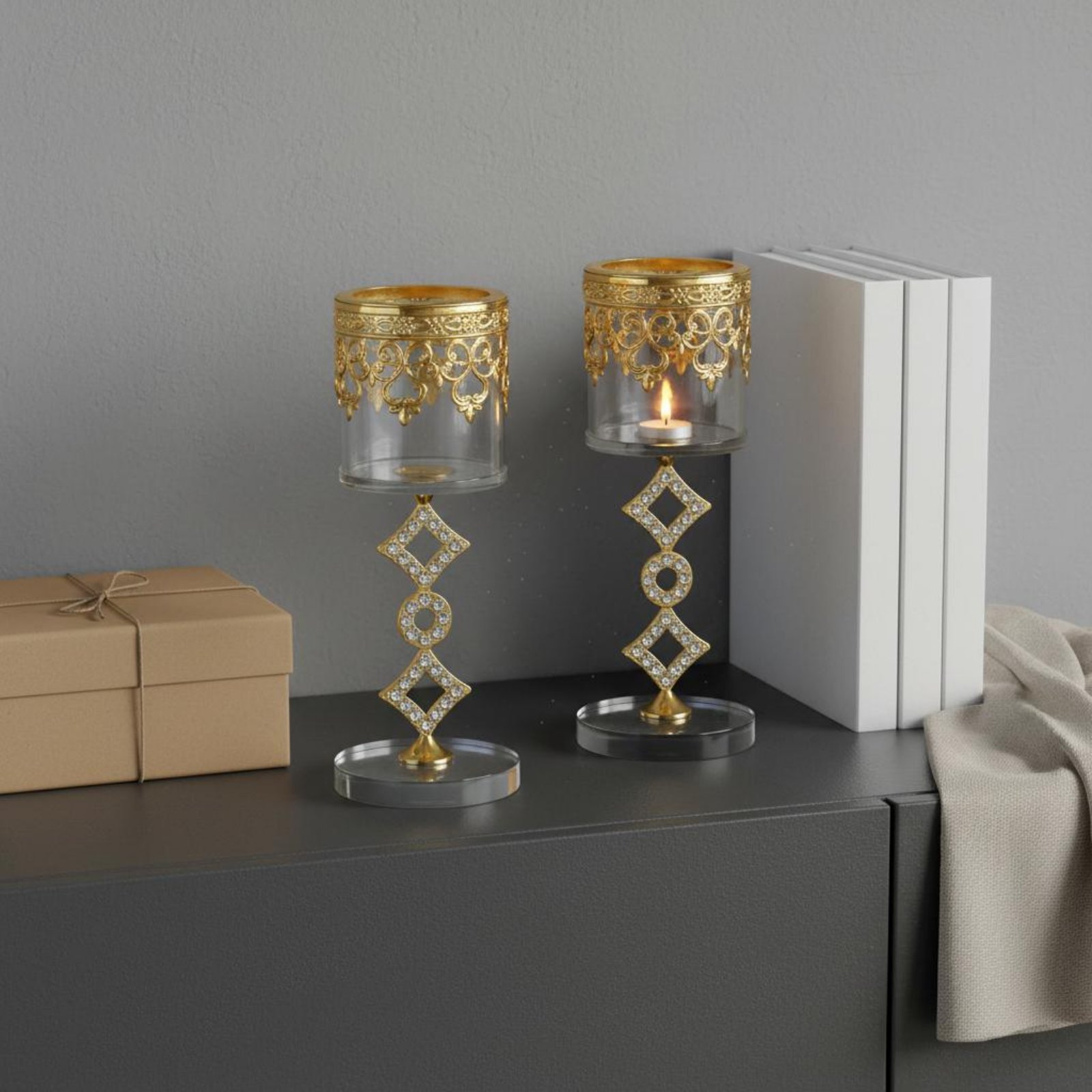 2 Pieces Crystal Metal Candle  - đánh giá và giá Candle Holder Set
