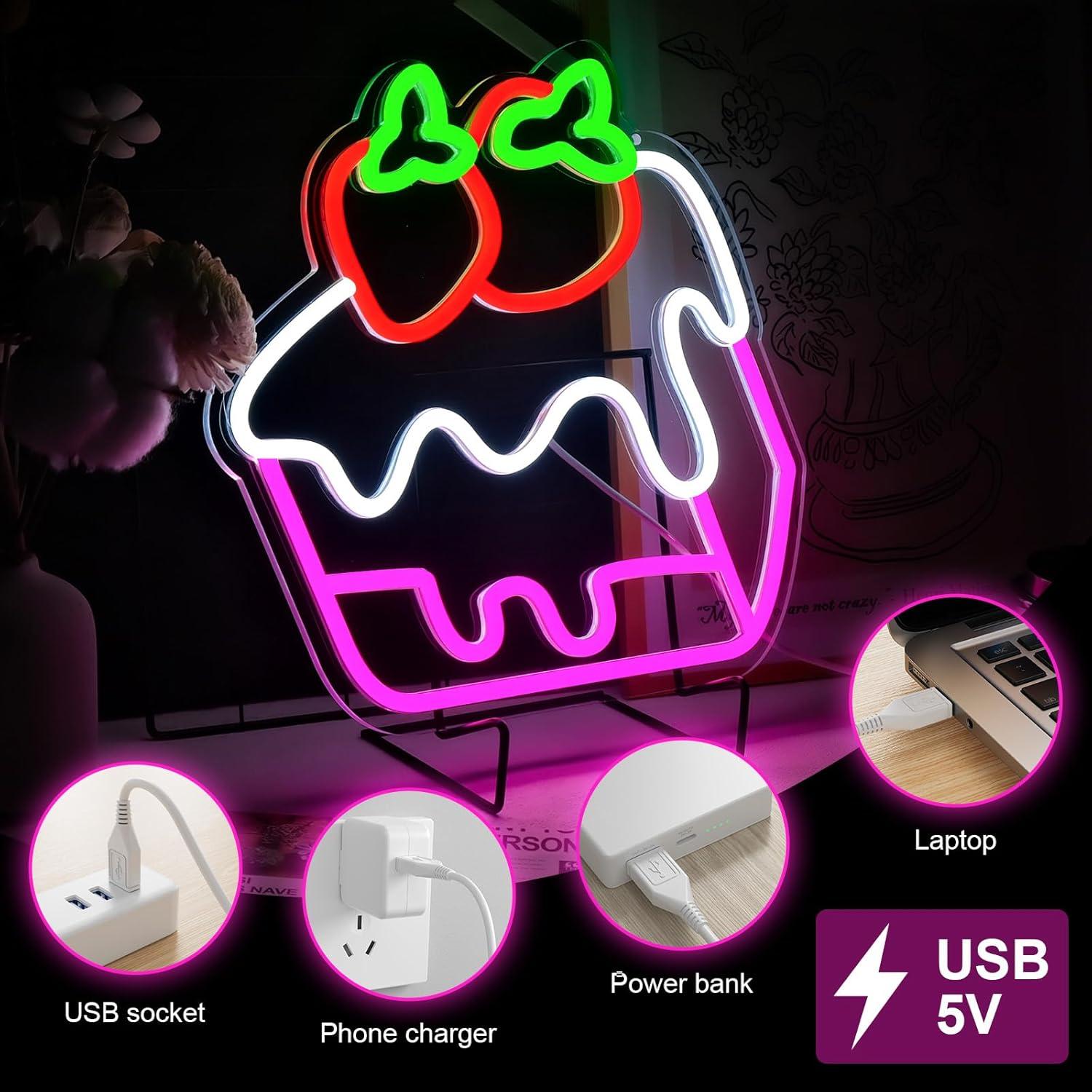 Strawberry Cake Neon Sign Frui - đánh giá và giá Lighting Decoration For Home