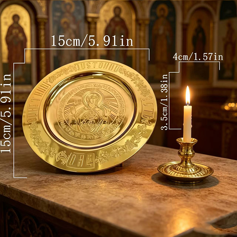 New 15cm Gold Plated Orthodox  - đánh giá và giá Candle Holder Set