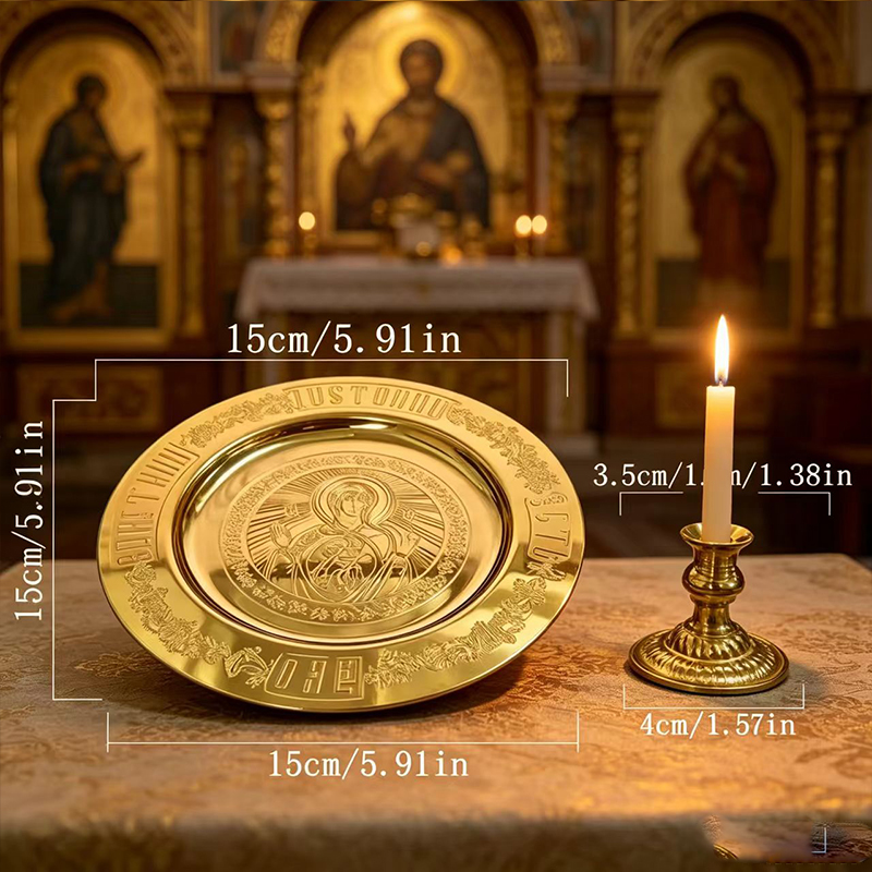 New 15cm Gold Plated Orthodox  - đánh giá và giá Candle Holder Set