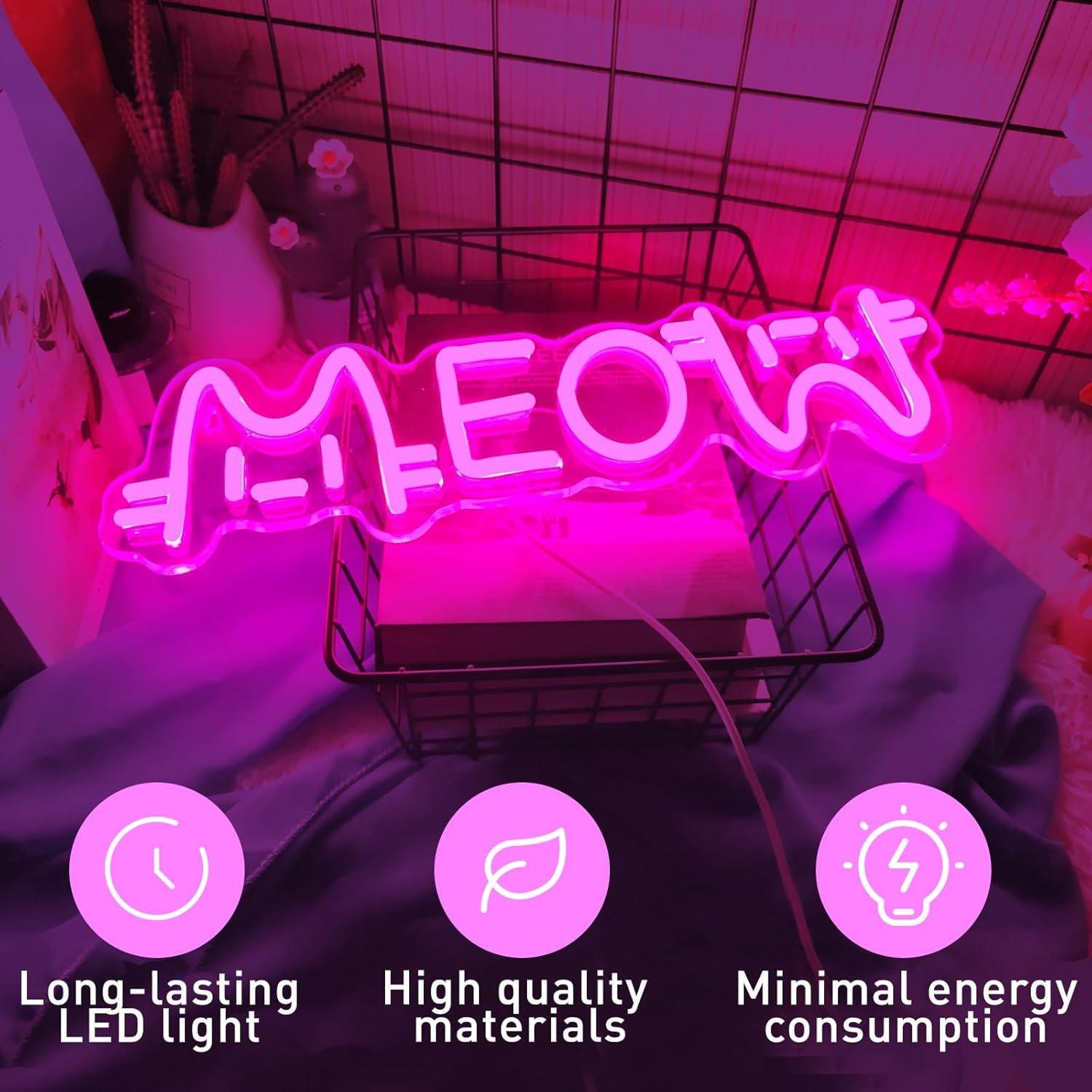 Meow Neon Sign Cat USB Powered - đánh giá và giá Lighting Decoration For Home