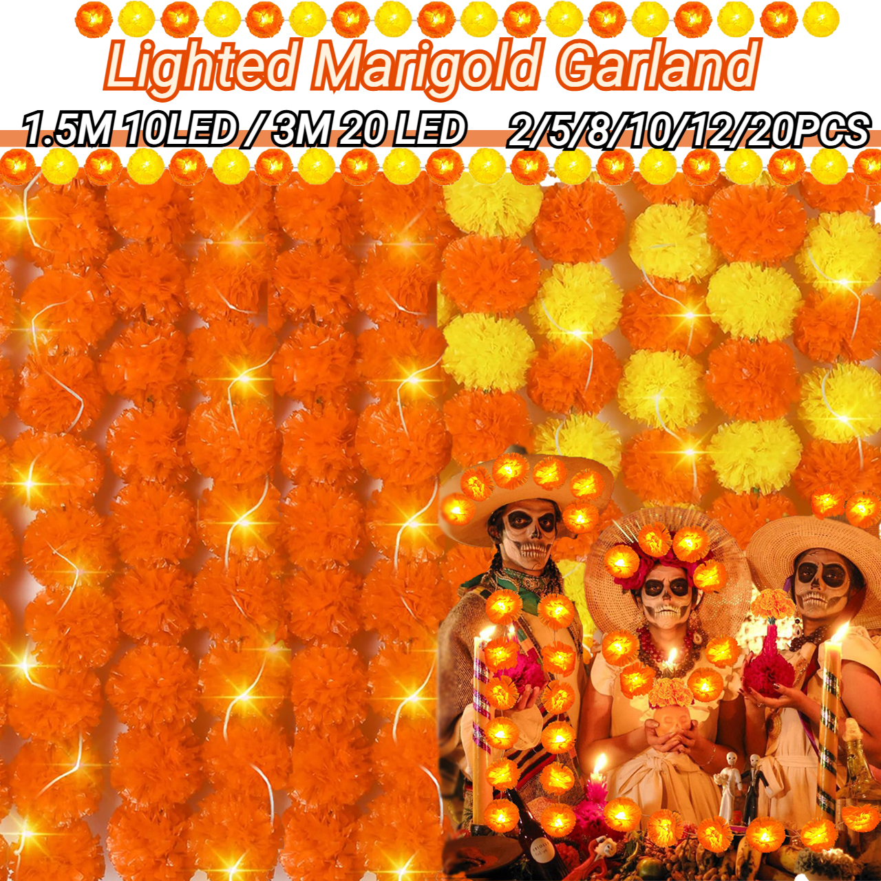 2-20PCS Lighted Marigold Garla - đánh giá và giá Lighting Decoration For Diwali