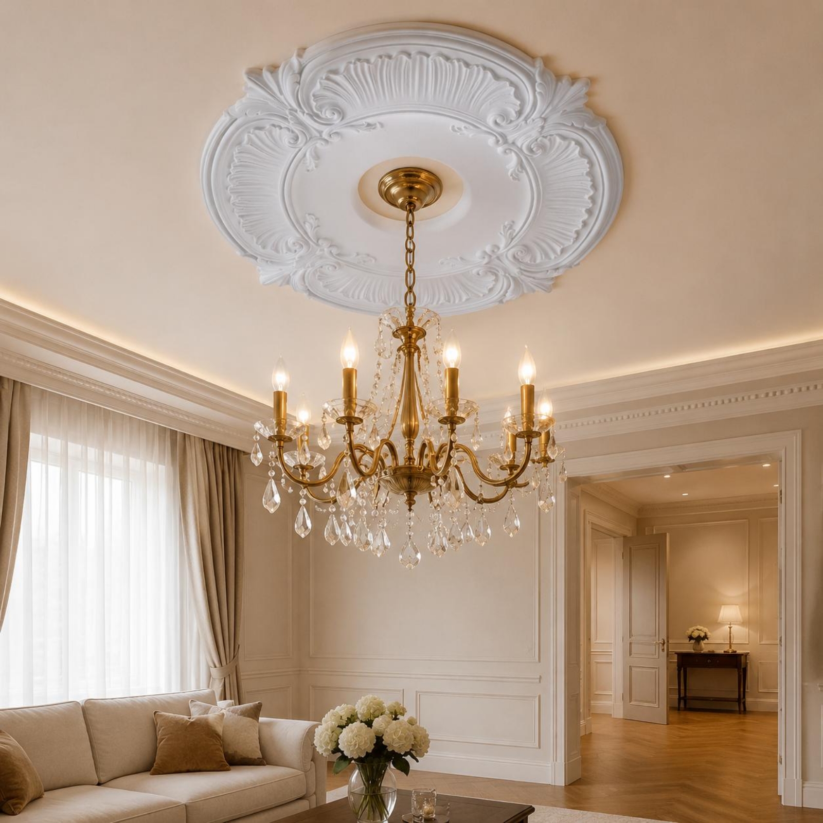 Round PU Ceiling Medallion Fre - đánh giá và giá Lighting Design Decor
