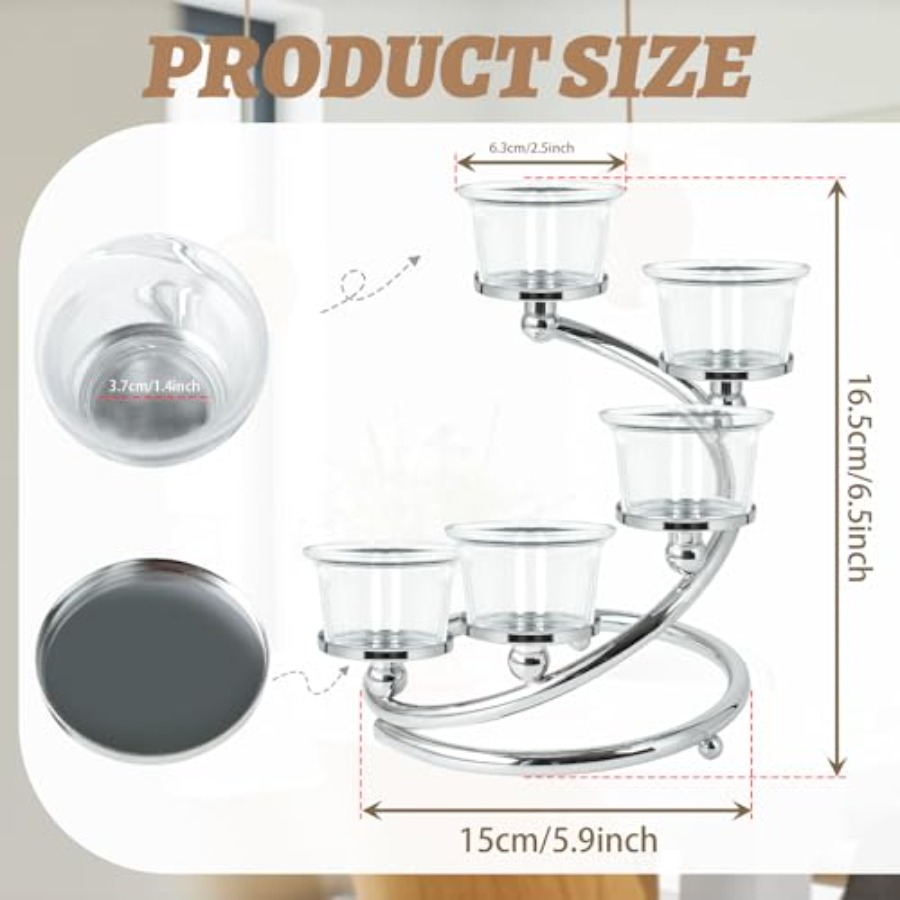 5-Piece Glass Tea Light Candle - đánh giá và giá Candle Holder Set