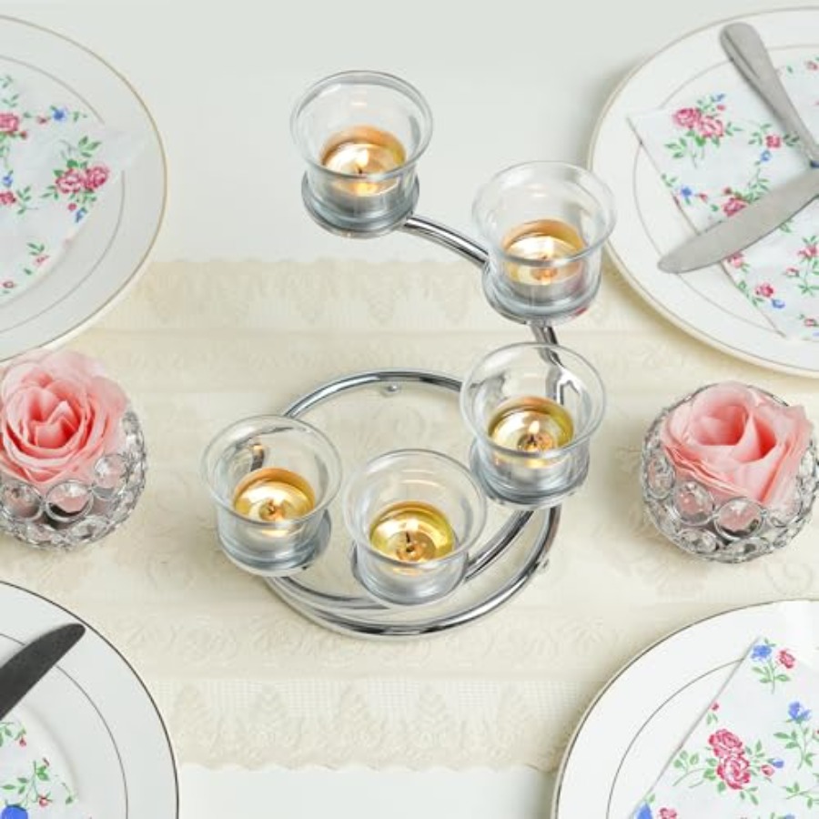 5-Piece Glass Tea Light Candle - đánh giá và giá Candle Holder Set